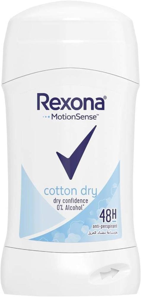 Rexona, Antiperspirant for women, Deodorant stick, 48H, Cotton dry, MotionSense technology, 1.4 oz (40 g) 2020 new products for men and women couples boat thin style casual all match sweat absorbent deodorant cotton ladies socks