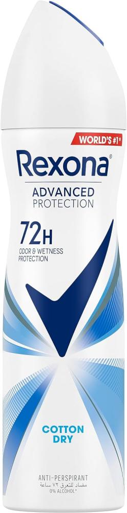 Rexona, Antiperspirant for women, Deodorant spray, 72 hour sweat odor protection, Cotton dry, with MotionSense technology, 5.07 fl. oz. (150 ml)