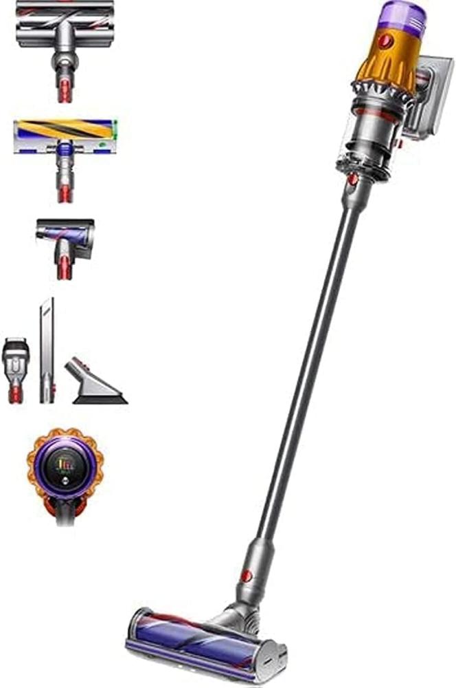 Dyson (Yellow Nickel DysonV12, V12 Detect Slim Absolute Vacuum, 0.35 liters deerma steam cleaner zq610 zq600 electric handheld mop floor cleaner home 5 attachments clothes ironing machine min 1 year manufacturer warranty