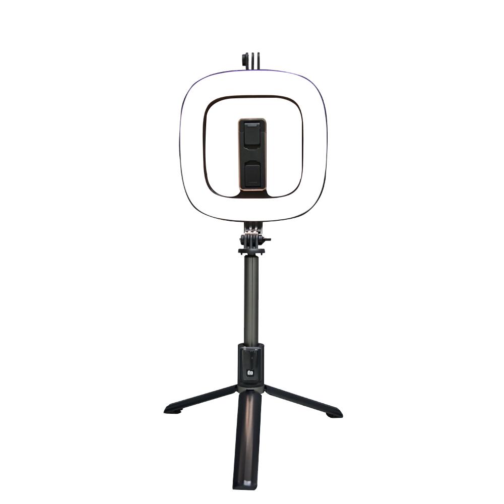 Selfie Stick With Selfie Ring Square Light P40D Black 10inch led ring light photography selfie ring lighting with tripod stand for smartphone youtube makeup video studio ring lamp