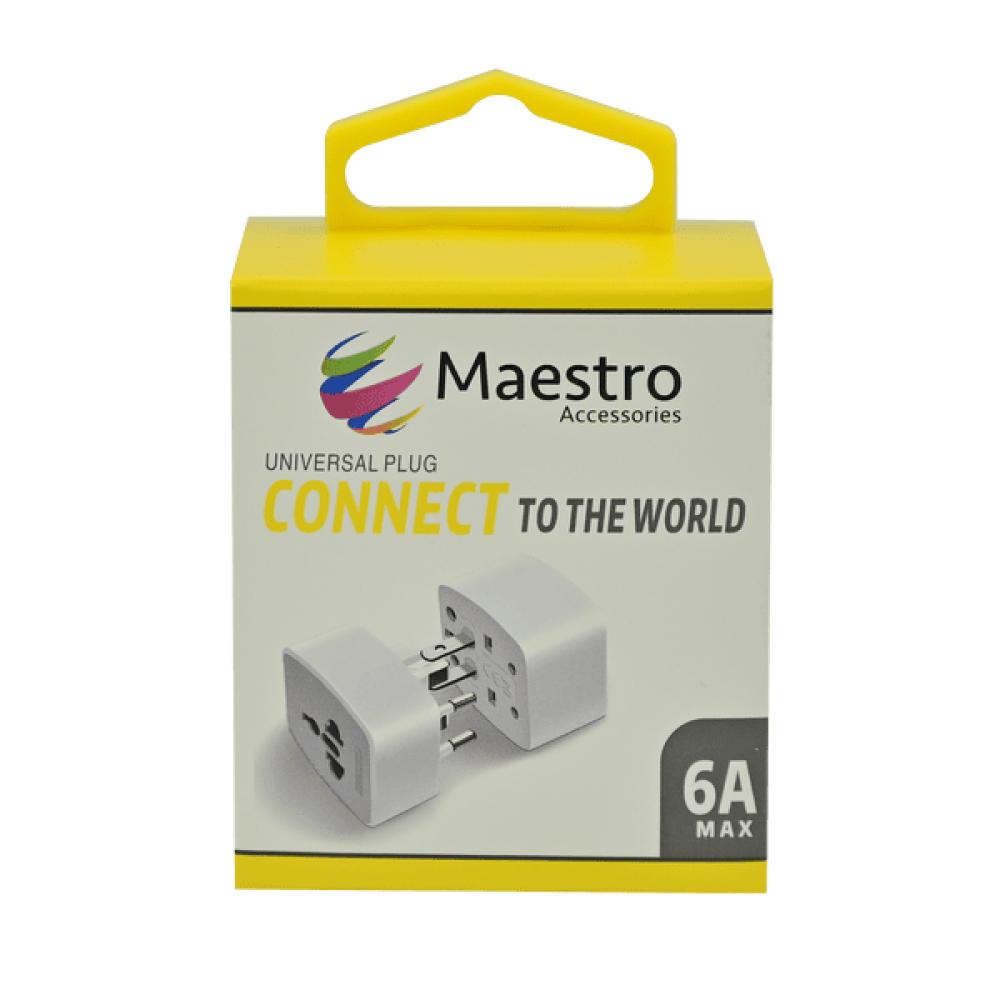 Maestro World Travel Adapter, White universal us to eu plug usa to europe 220v travel white wall ac power charger outlet adapter converter 2 round socket pin