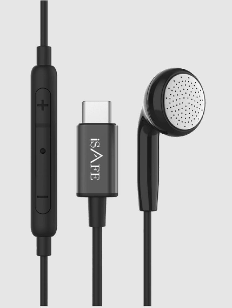 bluetooth 5 0 headset tws wireless earphones earbuds stereo headphones ear hook ISAFE MONO TYPE-C EARPHONES BLACK