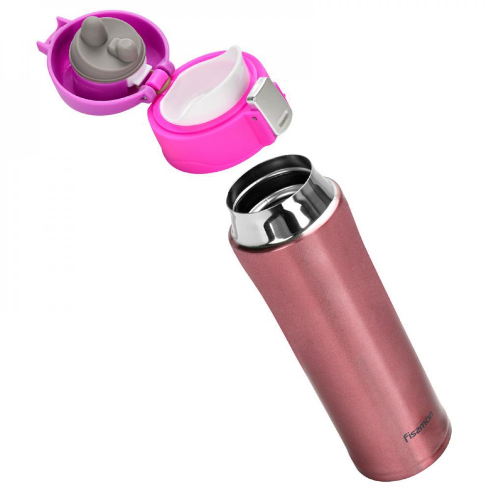 Fissman Double Wall Vacuum Travel Mug Pink 450ml fissman double wall vacuum thermos bottle light green white 450ml