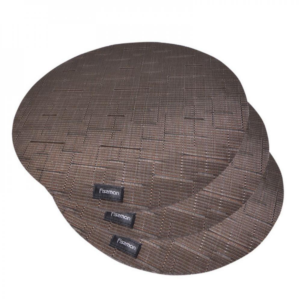 Fissman 3-Piece Placemat Brown 36x36cm new pvc hollow out round placemat non slip insulation pad kitchen dining coaster pads table mats placemats home cup mat