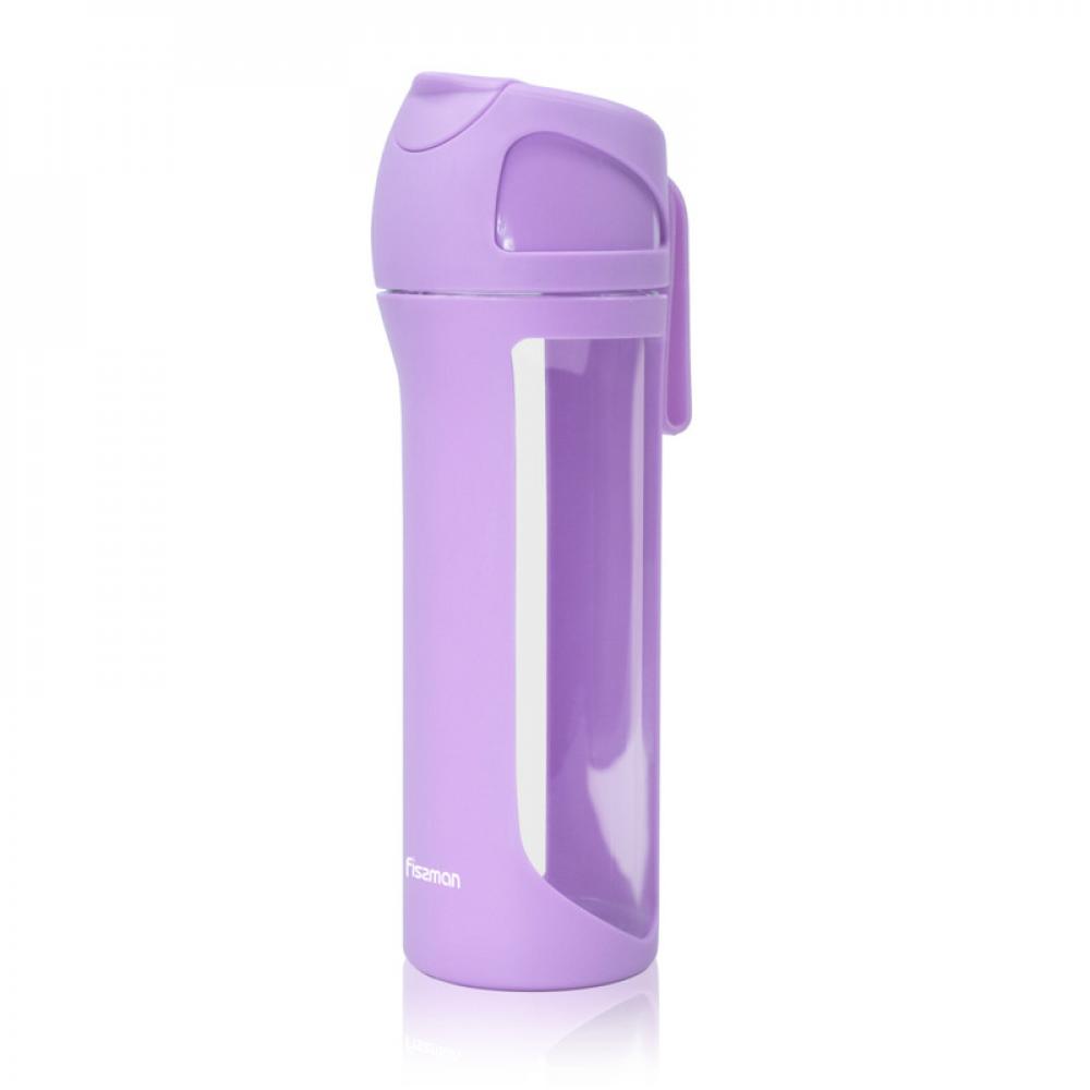 Fissman Water Bottle With Leakproof Purple 550ml gallon motivational water bottle 3 8l leakproof with time marker sports water cup bpa free gym outdoor sports water drinking jug