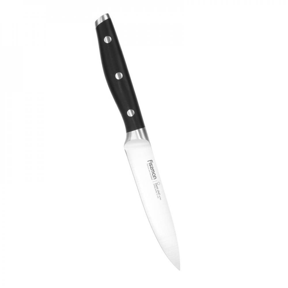 цена Fissman Demi Chef Non Stick Stainless Steel Utility Knife Black/Silver 4.5inch (12 cm)