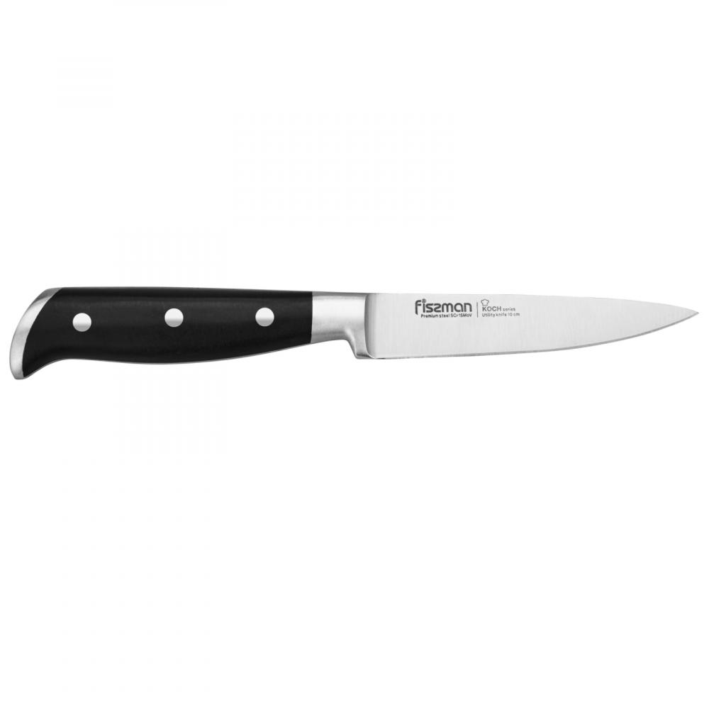 fissman 5 stainless steel utility knife kronung series silver black 13 cm Fissman 4 Utility Knife Koch Series 10 cm (5Cr15MoV Steel)
