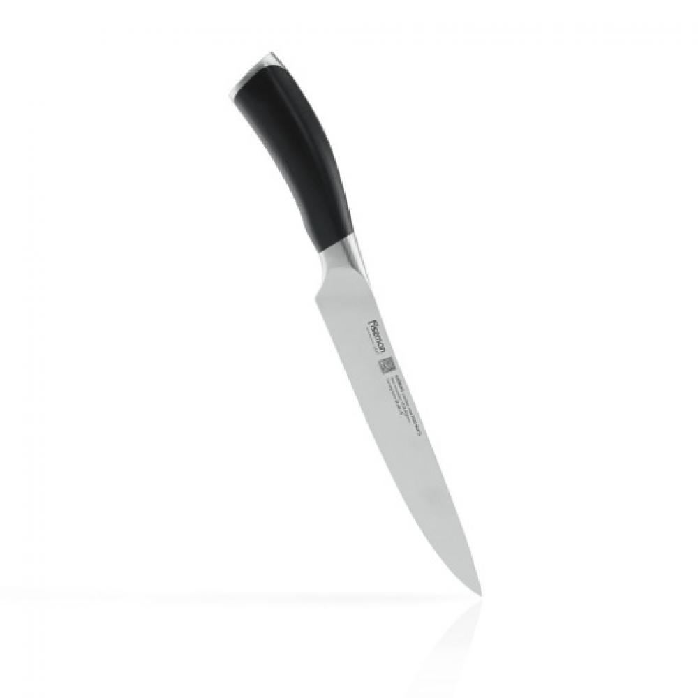 fissman 5 stainless steel utility knife kronung series silver black 13 cm Fissman 8'' Carving Knife Kronung 20 cm (X50crmov15 Steel)
