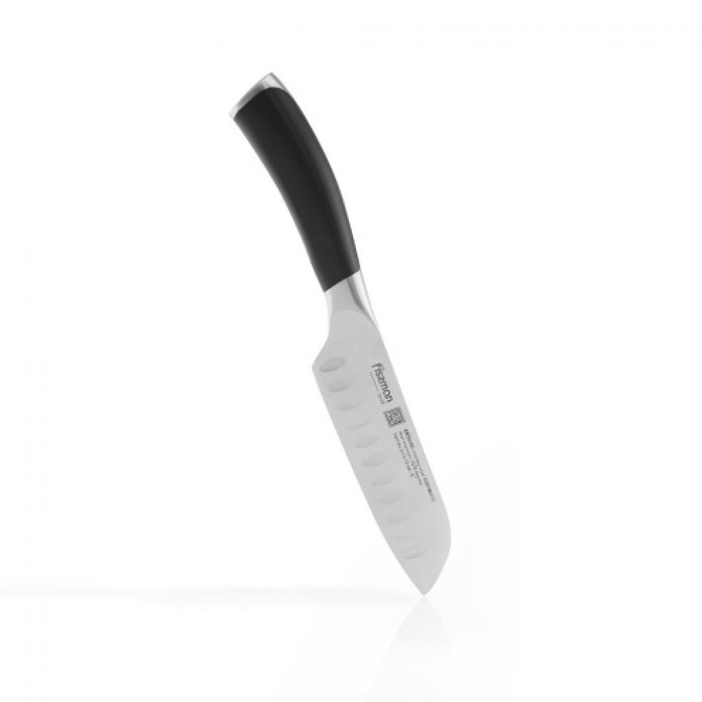 fissman 5 stainless steel utility knife kronung series silver black 13 cm Fissman 5 Santoku Knife Kronung Series Black/Silver (13 cm)