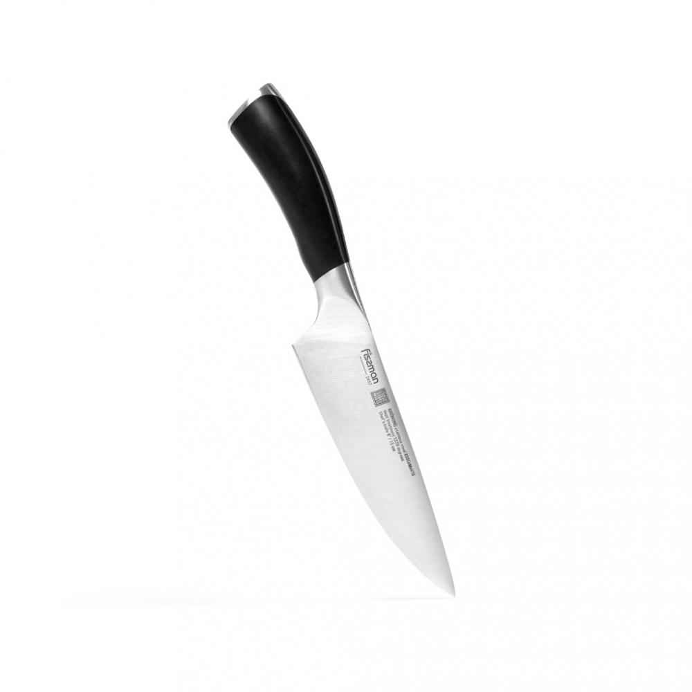 fissman 5 stainless steel utility knife kronung series silver black 13 cm Fissman 6 Chef's Kronung Series Knife Silver/Black (15 cm)