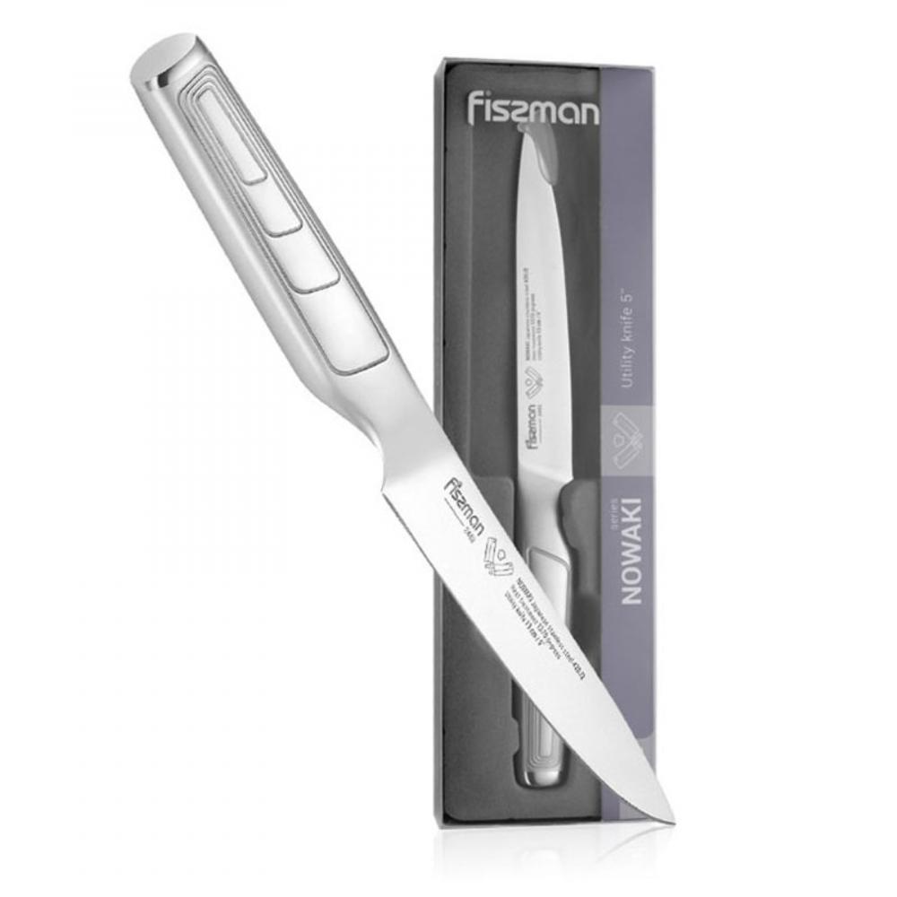 Fissman 5 Utility Knife Silver Nowaki Series (13 cm) fissman 4 utility knife koch series 10 cm 5cr15mov steel
