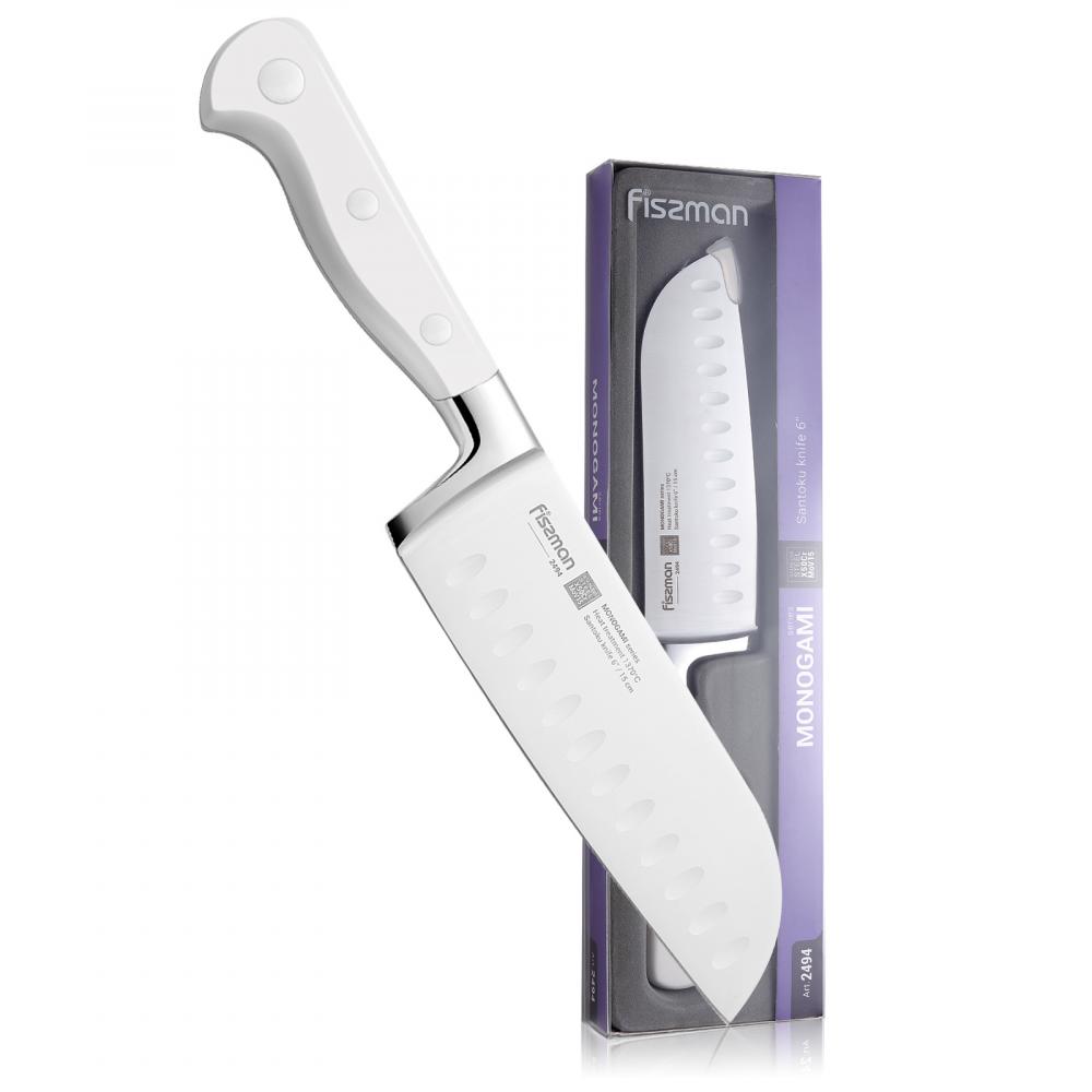цена Fissman Santoku Knife Silver/White 6inch Monogami Series Non Stick Graphite (15 cm)