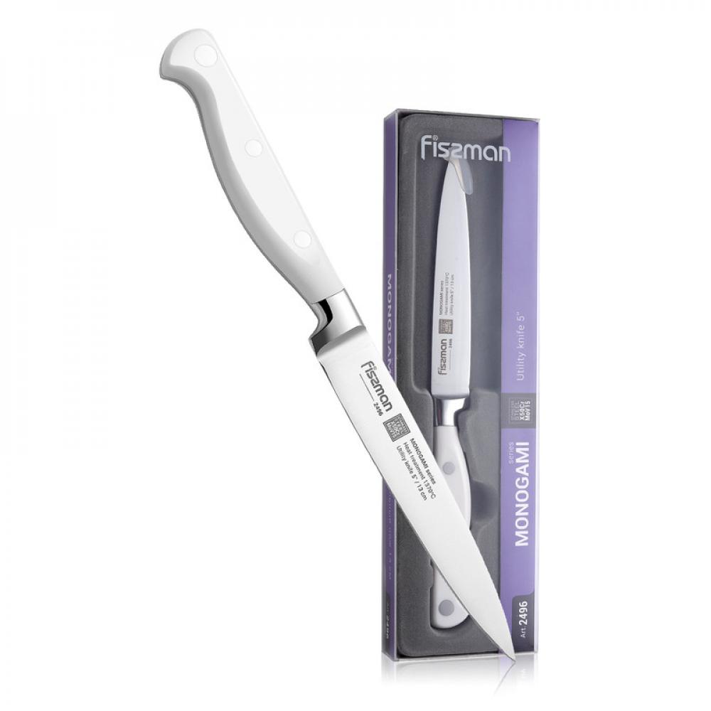 Fissman Utility Knife White/Silver 5inch Monogami Series Non Stick Stainless Steel (13 cm)