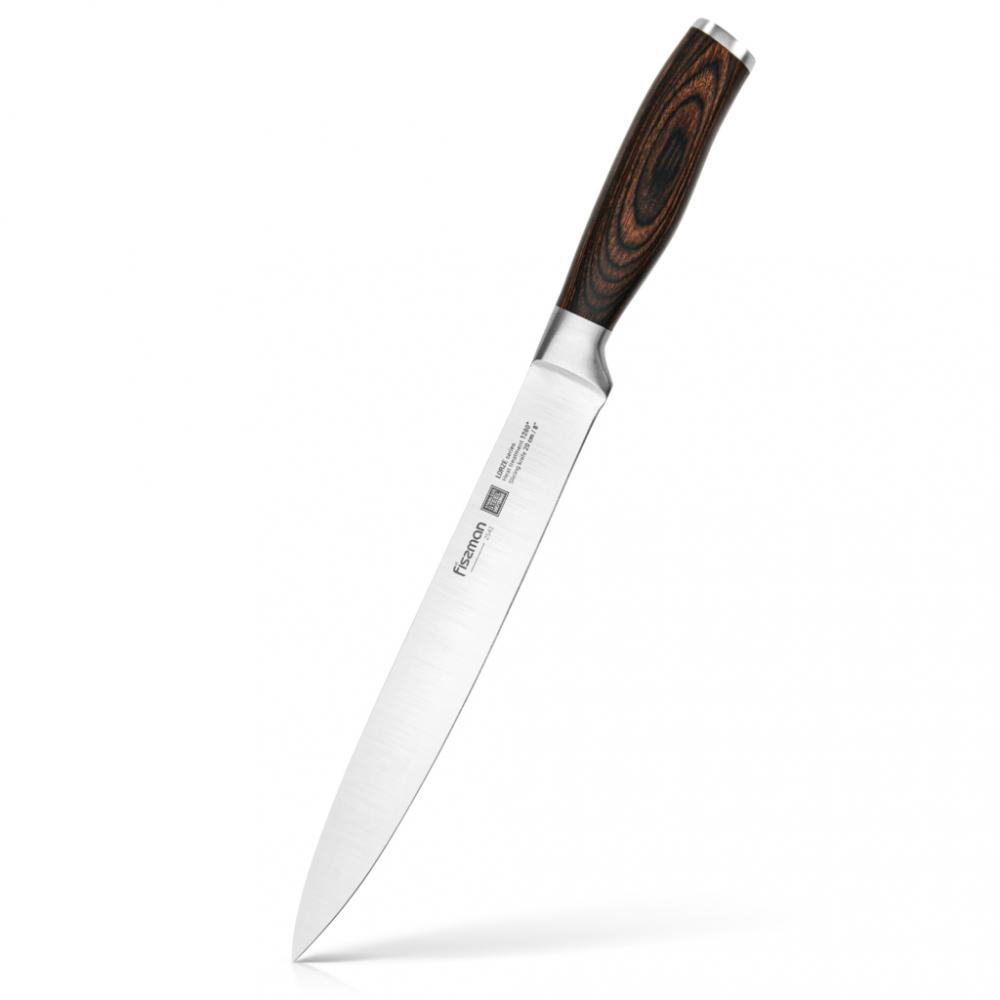 Fissman Slicing Knife Lorze Silver\/Brown 8inch Stainless Steel (20 cm) fissman 4 utility knife koch series 10 cm 5cr15mov steel