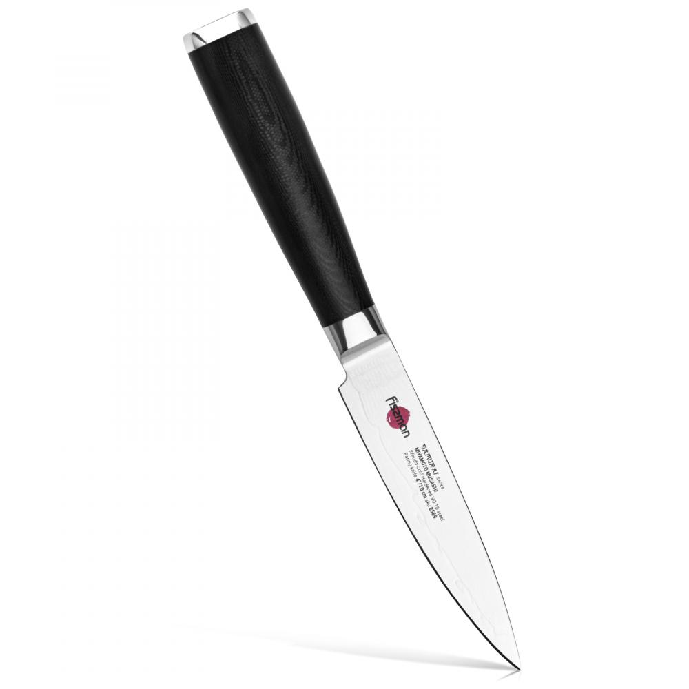 Fissman 4 Paring Knife SAMURAI MUSASHI 10 Cm (Steel DAMASCUS) fissman 4 utility knife koch series 10 cm 5cr15mov steel