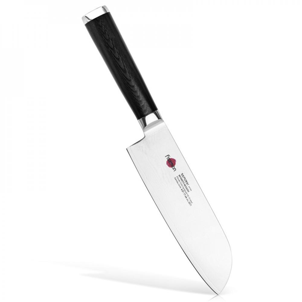 Fissman 6.8 Santoku Knife SAMURAI MUSASHI 17 Cm (Steel DAMASCUS) fissman santoku knife elegance black 7inch 18 cm
