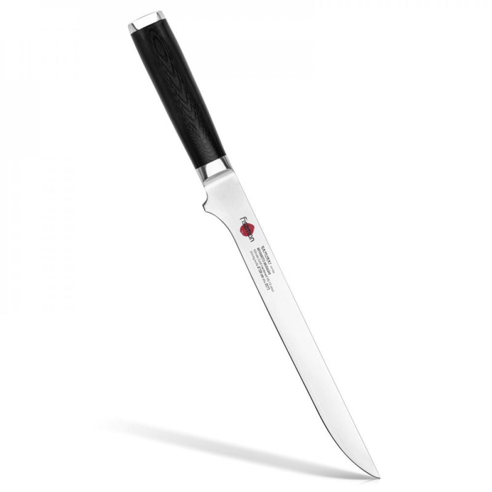 fissman slicing knife lorze silver brown 8inch stainless steel 20 cm Fissman 8 Slicing Knife SAMURAI MUSASHI 20 Cm (Steel DAMASCUS)