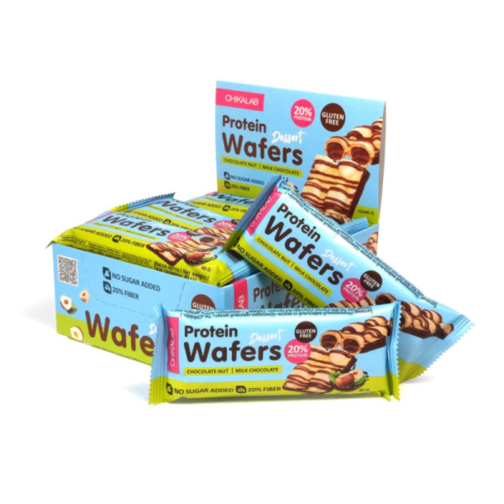 Chikalab Protein Wafers 12 x 40G Chocolate Nut loacker minis sandwich chocolate wafers 25 g