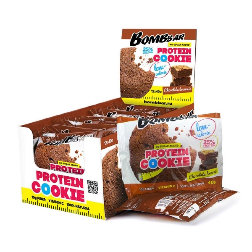 Bombbar Low-Calorie Cookie 12X40G Chocolate Brownies chikalab glazed cookies with filling and souffle chocolate dessert 55g