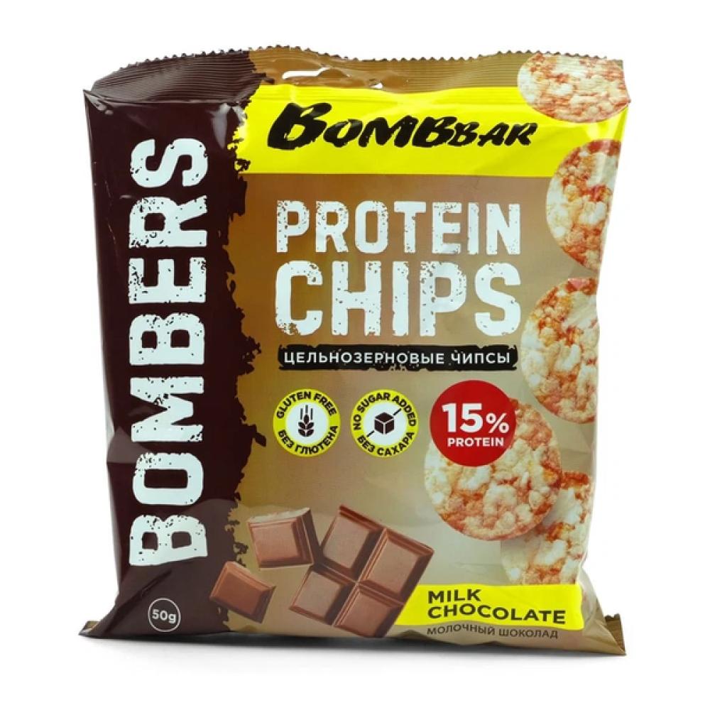 Bombbar Whole Grain Protein Chips Milk Chocolate 50g bombbar whole grain protein chips delicate cheese 50g