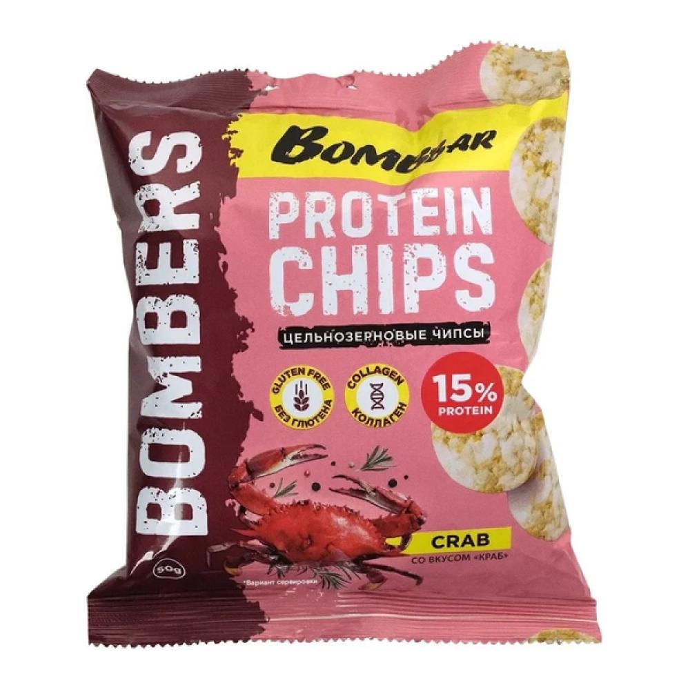Bombbar Whole Grain Protein Chips Crab 50g цена и фото