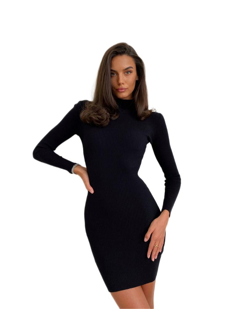 Modest Story Dress Classy Knitted, Black, S-M