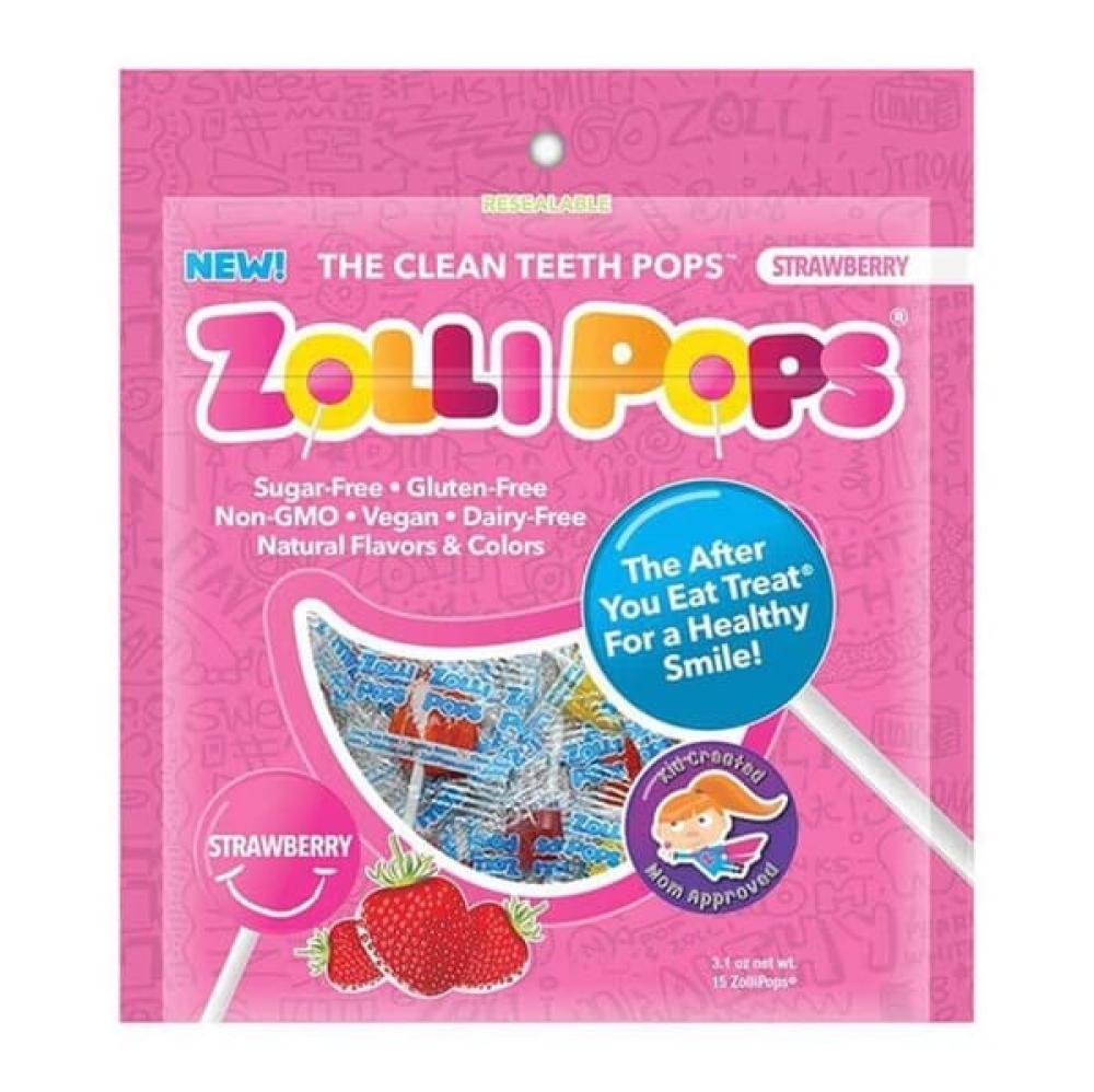 Zollipop Clean Teeth Pops Strawberry 3,1Oz yumearth ultimate organic elderberry lollipops 15 lollipops 3 3 oz 93 g