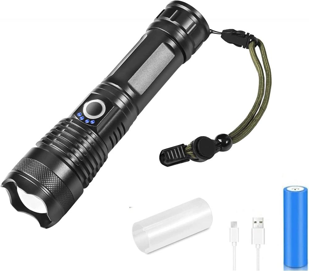 Rechargeable Flashlight High Lumens,Super Bright Waterproof Flashlight with 26650 Battery super bright xhp160 led flashlight mechanical zoom usb rechargeable high powerful torch waterproof 18650 tactical flash light
