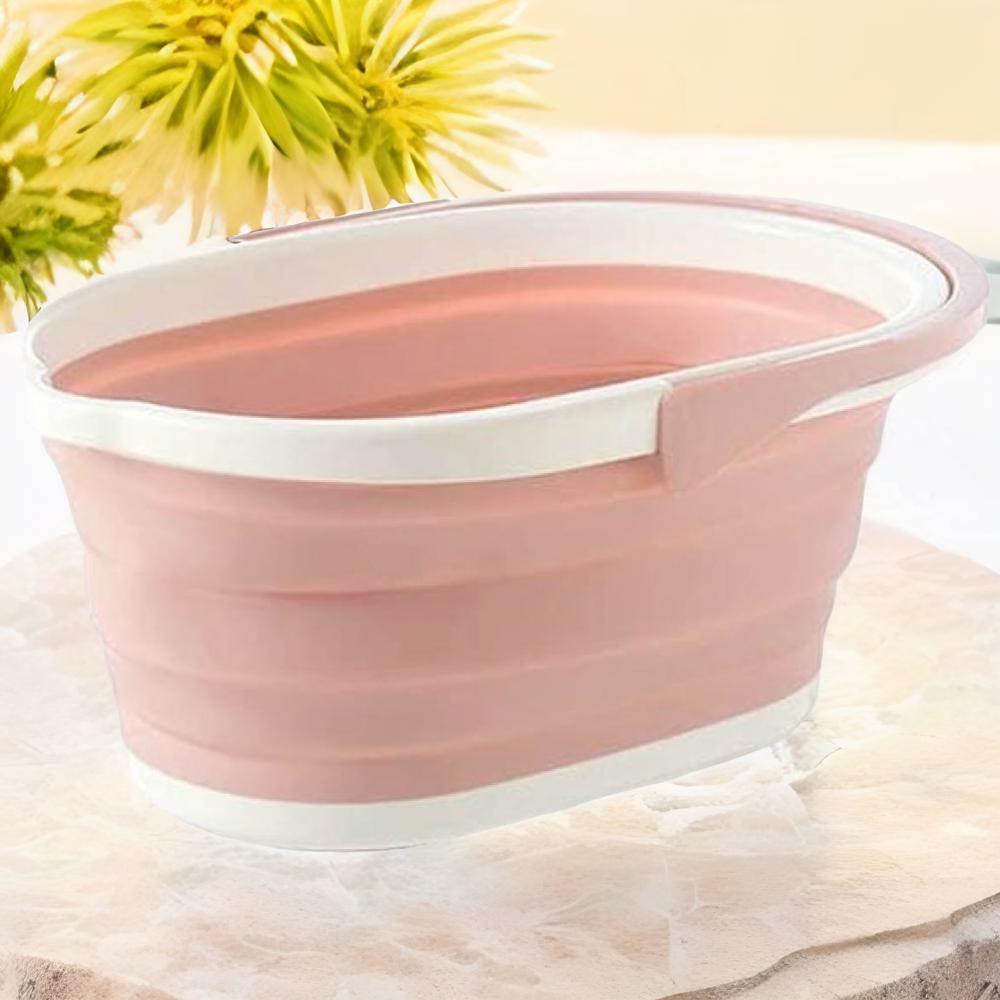 COLLAPSIBLE BUCKET BIN - Space-Saving Pop Up Bucket, Great For Outdoor And Cleaning - PINK 8l foldable inflatable basin delicate fine workmanship large capacity for bbq outdoor basin inflatable basin