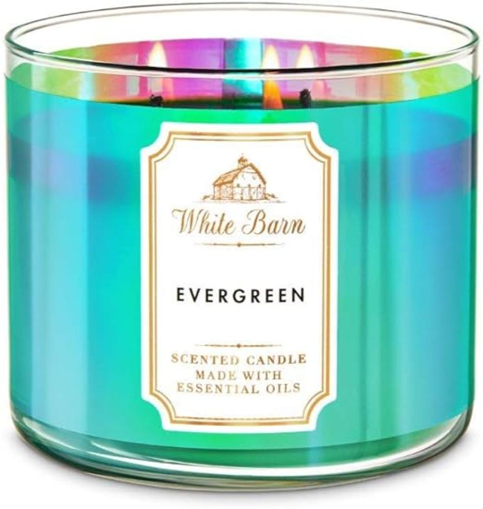 Bath and Body Works White Barn - Evergreen - 3 Wick - Scented Candle 411g bath and body works hello beautiful 3 wick scented candle floral scent 411g