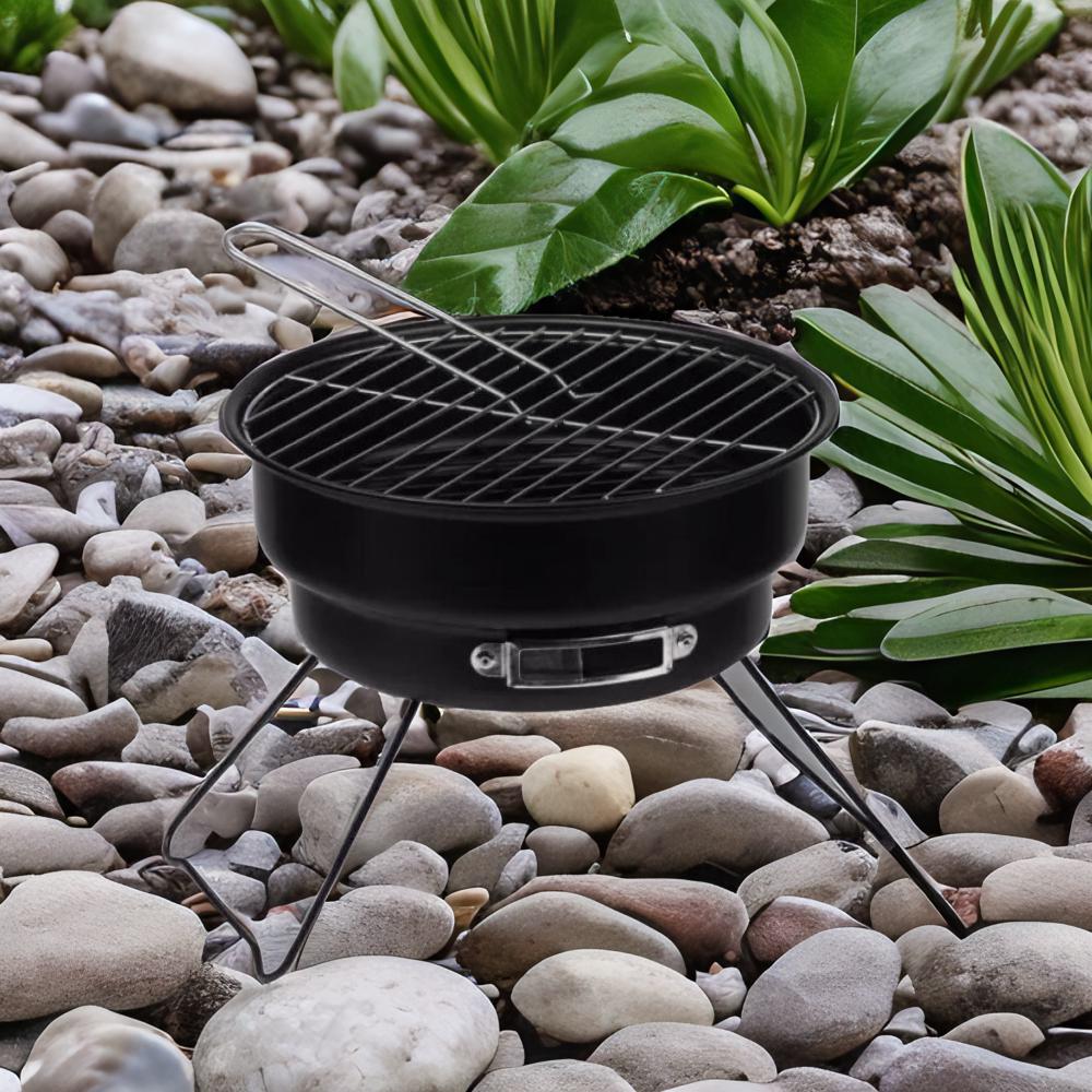 Mini Portable Grill - Round Grill Stand For Camping Barbecue, Grill Stove And Easy To Use And Portable To Bring mini camping stoves folding outdoor gas stove portable furnace cooking hiking picnic equipment folding camping propane burners