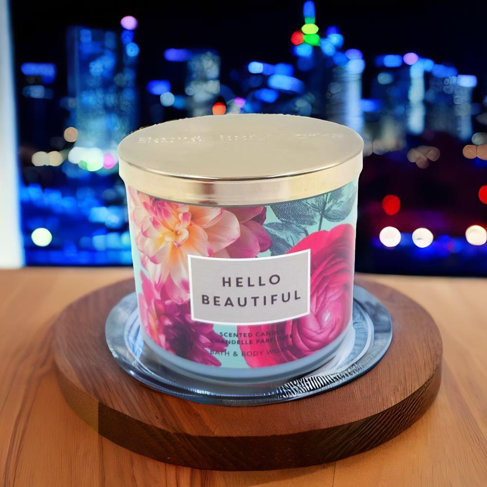 Bath and Body Works - Hello Beautiful 3 wick Scented Candle Floral scent 411g bath and body works white barn lakeside morning 3 wick candle 14 5 ounce summer