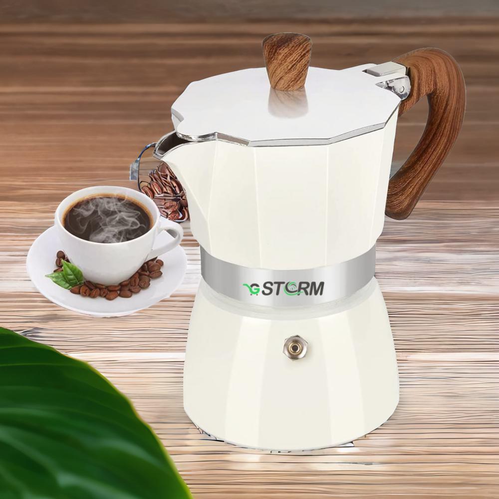 GStorm Mocha Pot, Espresso Maker, Multifunction Tea Aluminium Stove, Espresso Machine, Mocha Pot, Easy to Use and Quick to Clean - 150ml rosa nogoum coffee pot 1 4l