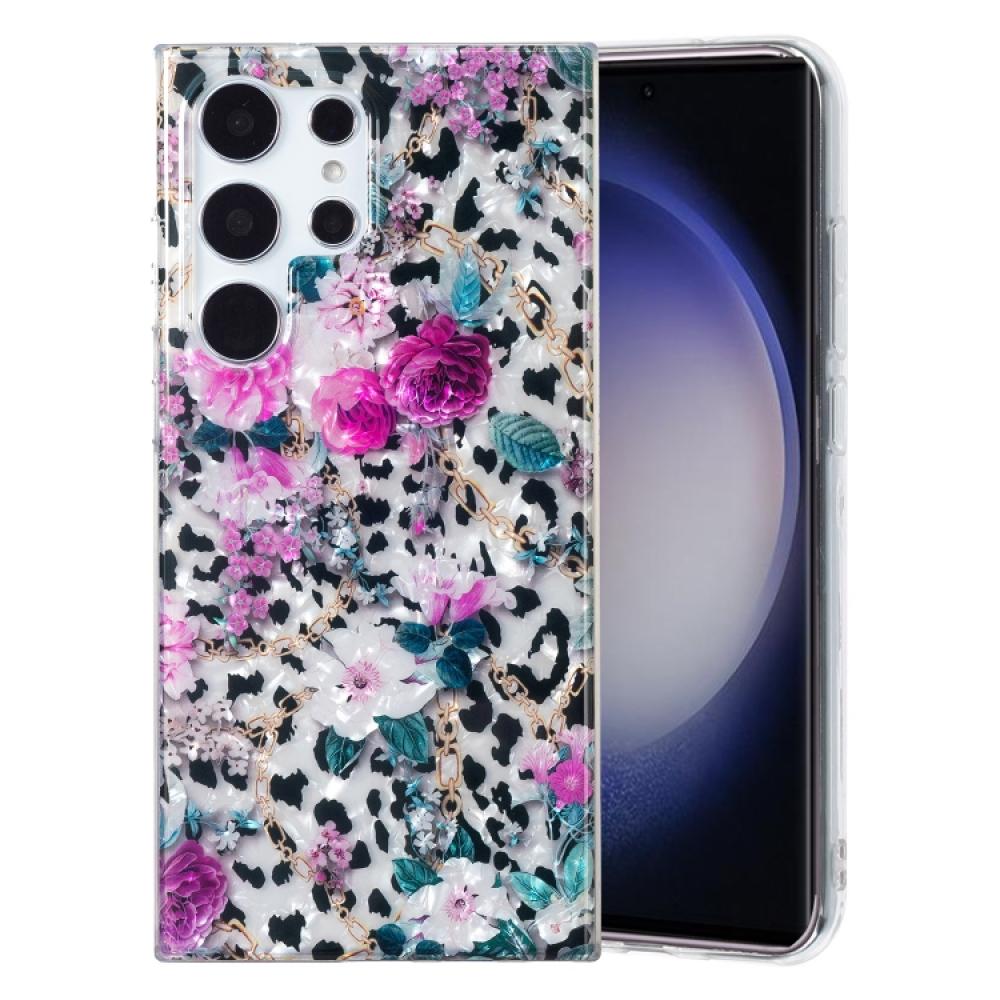 Samsung Galaxy S23 Ultra 5G - TPU Phone Cover, Soft TPU Case for Samsung Galaxy S23 Ultra 5G - Leopard Flower samsung galaxy s23 ultra 5g military grade heavy duty shockproof magsafe compatible phone cover rose gold