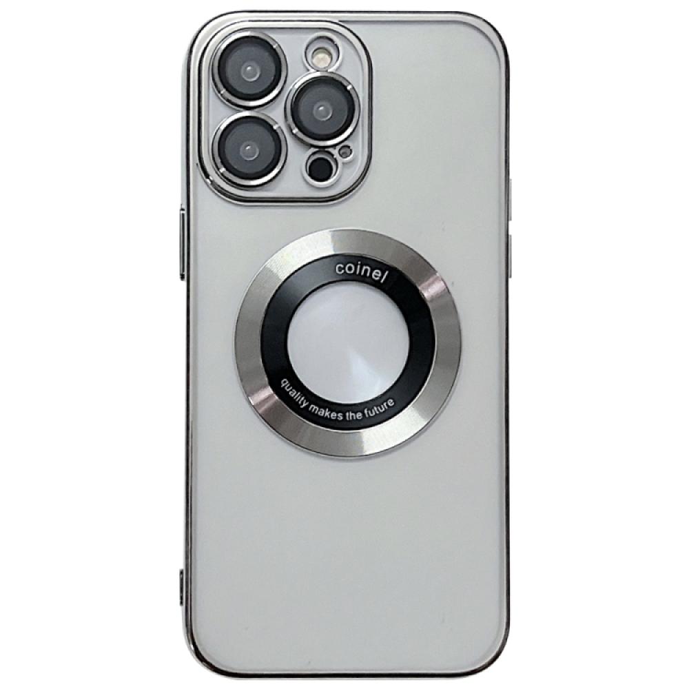 iPhone 15 Pro Max Electroplating TPU Phone Case, Magsafe Compatible, iPhone 15 Cover - Silver цена и фото