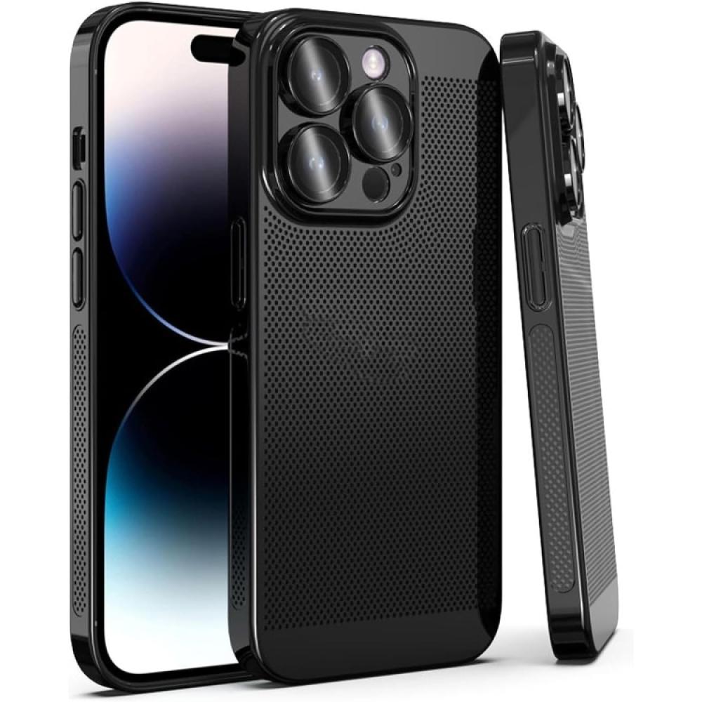 iPhone 15 Pro Max - Fine Mesh Ultra Thin Cooling Phone Case, iPhone 15 Pro Max Cover (Black) iphone 15 pro max fine mesh ultra thin cooling phone case iphone 15 pro max cover silver