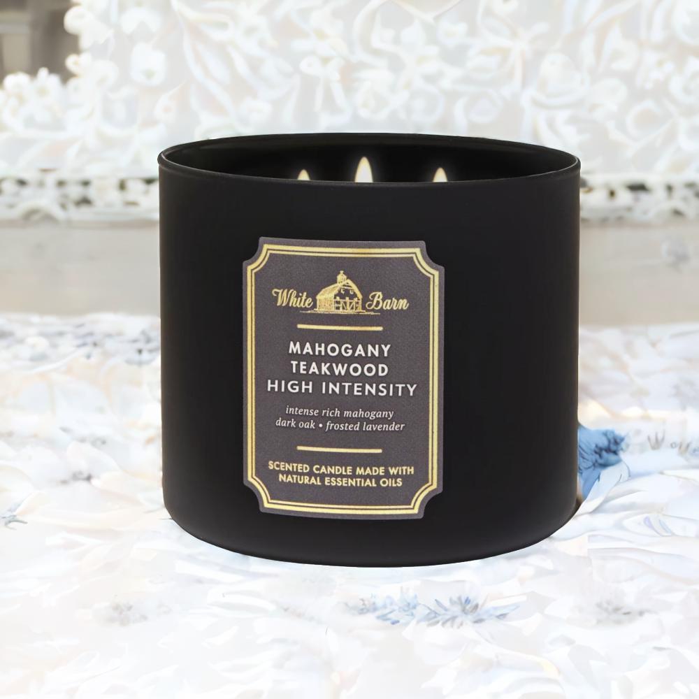 Bath and Body Works - White Barn - MAHOGANY TEAKWOOD HIGH INTENSITY - 3 Wick - Scented Candle 411g candle snuffer convenient bell shaped candle fire extinguisher vintage stainless steel household banquet candle extinguisher