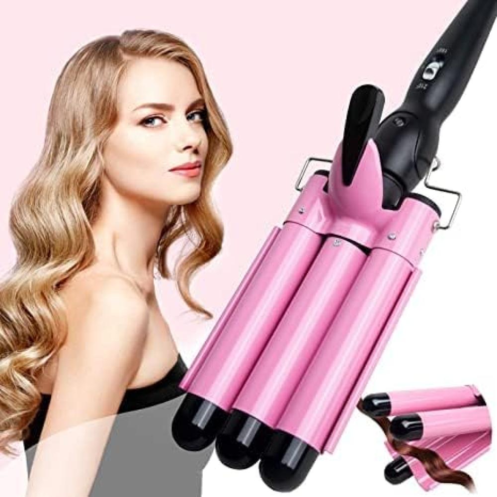GStorm - 3 Barrel Curling Iron - 1 inch Triple Three Hair Waver Temperature Adjustable hair Iron and Curler Hair Crimper, Fast Heating - PINK curling tong cf3226f0