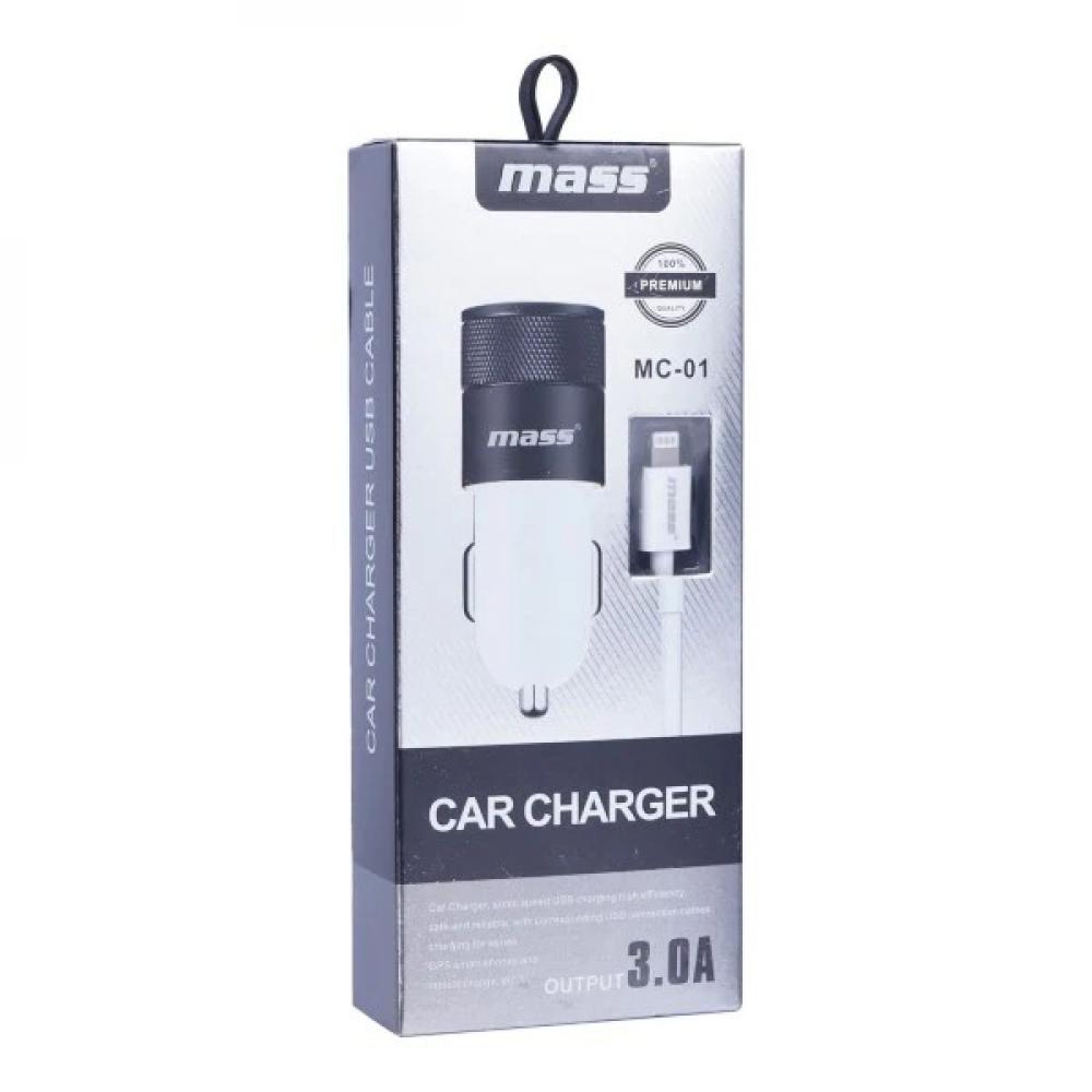 Premium Quality Car Charger with Lightning Cable 3.0A MC01 mass premium quality car charger