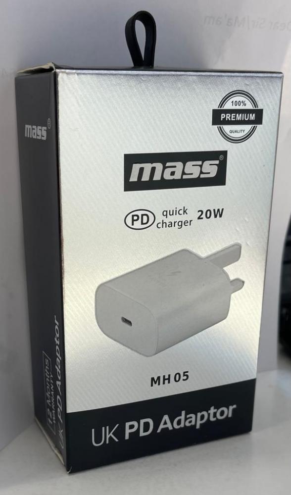 MASS 20W UK PD Adapter Home Charger Adapter Type-C Slot MH05 isafe pd world adapter black
