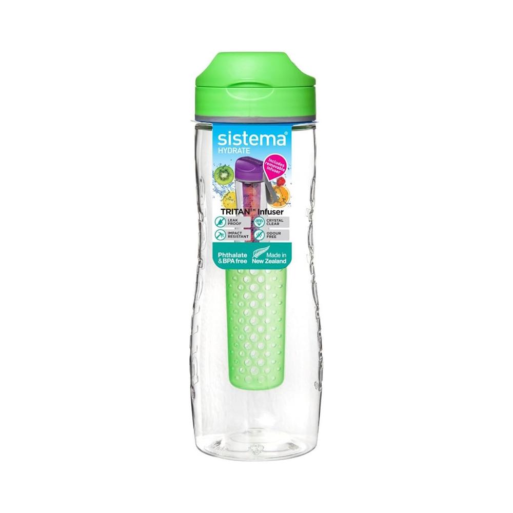 Sistema 800 ml Tritan Infuser Water Bottle, Green sistema 700 ml trio water bottle green