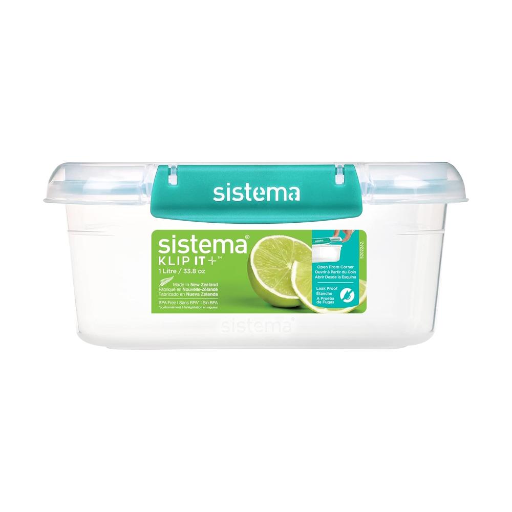 Sistema 1 Liter Rectangular Klip It Plus, Minty Teal homesmiths 3 4 liter airtight food storage container clear