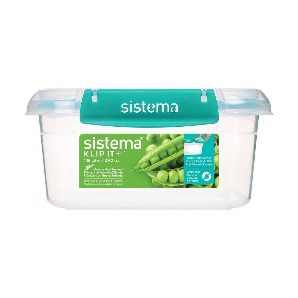 Sistema 1.15 Liter Square Klip It Plus, Minty Teal sistema 3 5 liter lettuce crisper klip it plus
