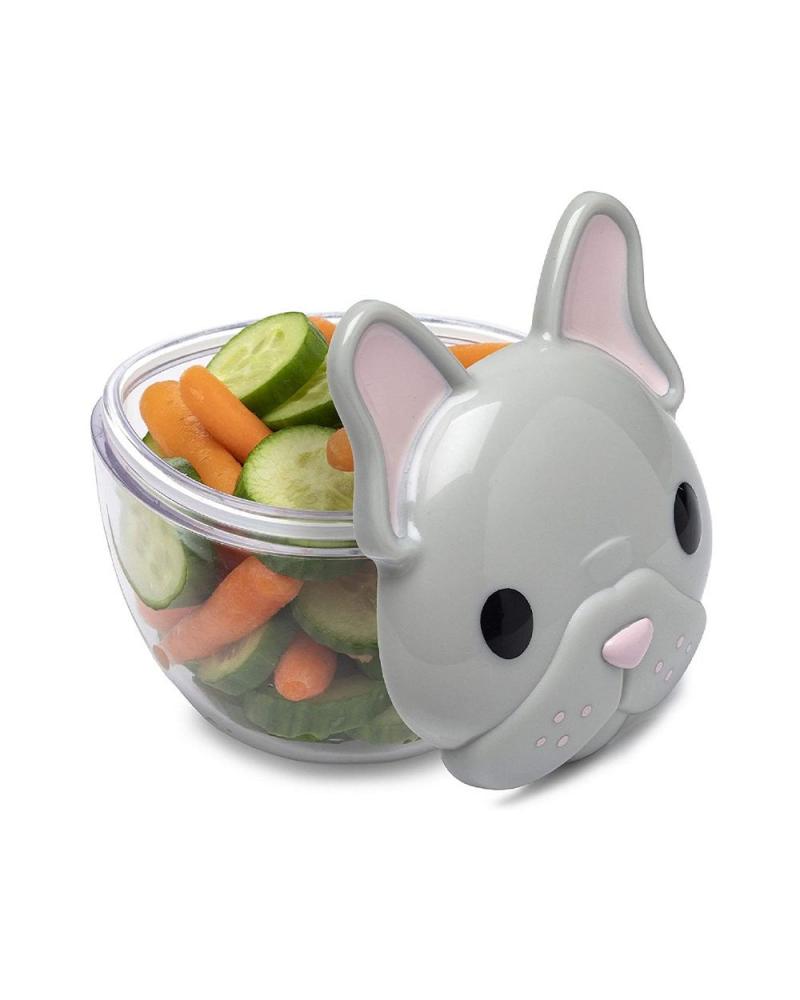 Melii 232ML French Bulldog Snack Storage Container, Gray lunch box for kids school children wheat straw microwave bento lunch box picnic food container storage japanese bento lunch box