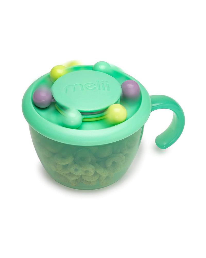 Melii 200ML Abacus Snack Container for Kids Toddlers and Baby with Removable Food Trap, Mint baby milk powder container food container dispensing baby dishes silicone snack cup snack box baby essentials travel potties box