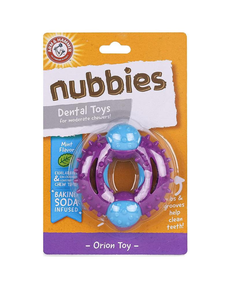 Arm and Hammer Pets Nubbies Orion Dog Dental Toy with Baking Soda bullymax heavy duty chew ring toy red m