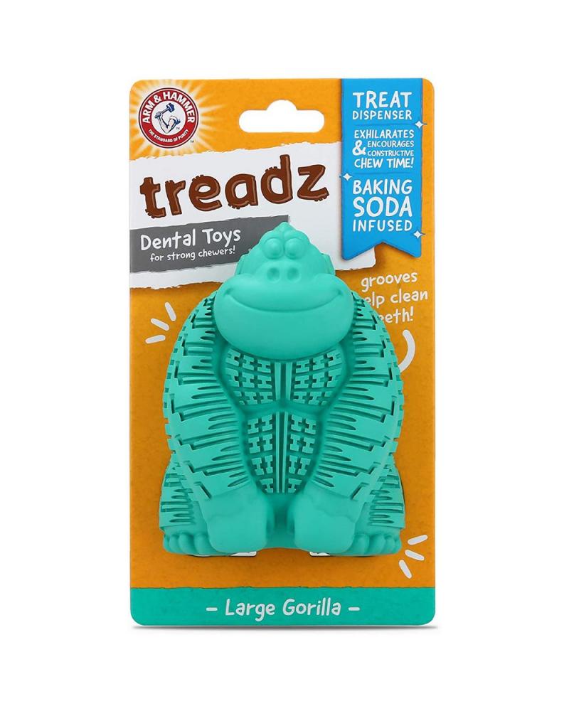 Arm and Hammer Super Treadz Large Gorilla Dental Toy for Dogs arm and hammer pets nubbies orion dog dental toy with baking soda