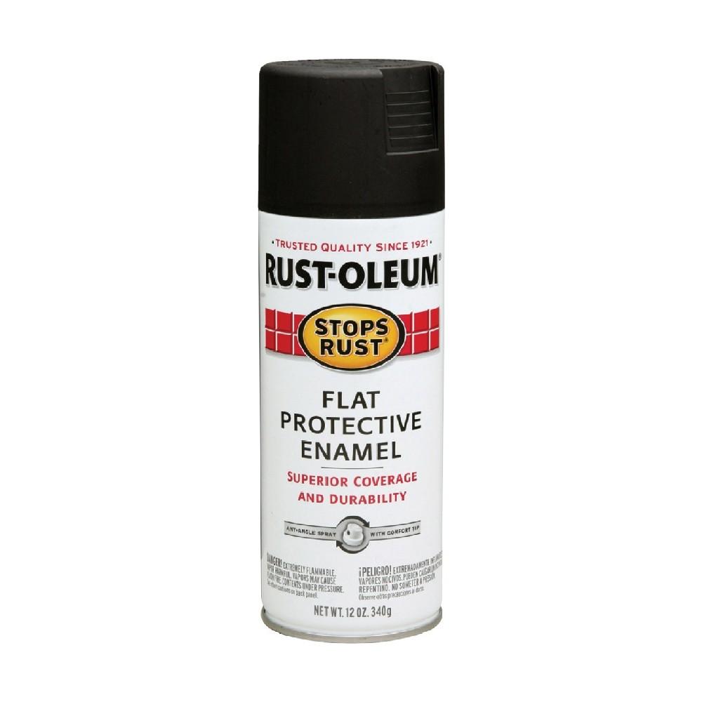 цена Rust-Oleum Stops Rust Flat Spray Black 12 Oz.