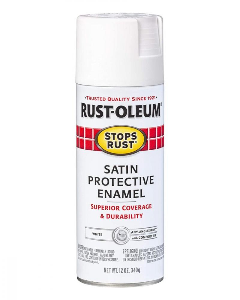Rust-Oleum Stops Rust Satin White, 12 Oz. rust oleum 2x marking spray paint safety red 15 oz