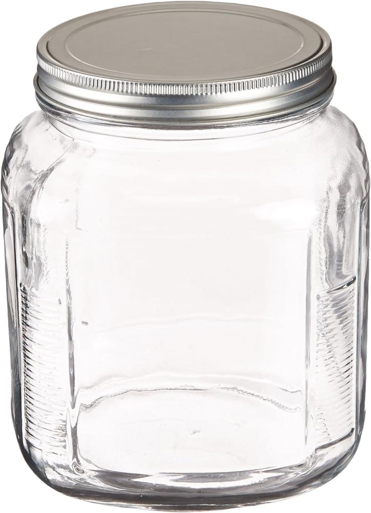 Anchor Hocking 2 Quart Cracker Jar with Brushed Metal Lid round transparent sealed can glass jar sealed cans kitchen food storage bottle